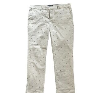 Tommy Hilfiger Khaki Straight Leg Pants with Geometric Mini Print Woman SZ 12